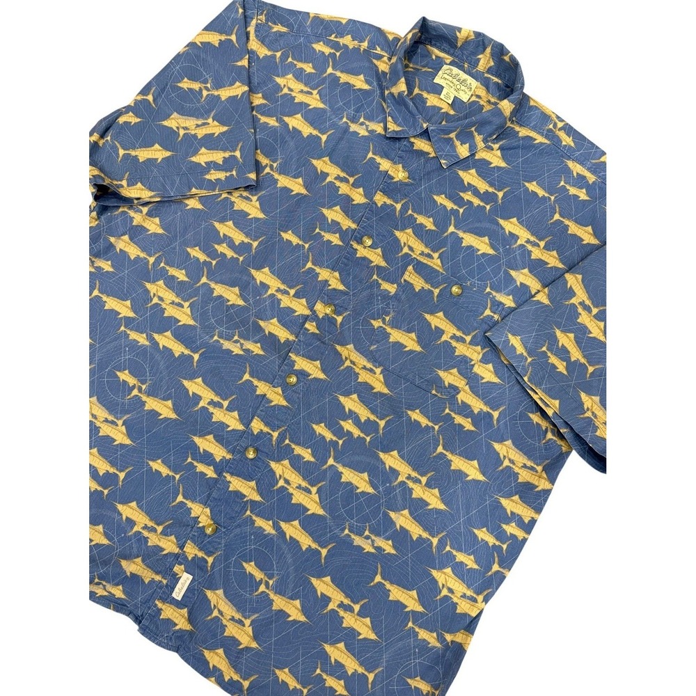 Cabela's Legendary '61 Men's XL Vented Fishing Shirt Marlin Blue‎ All Over Print